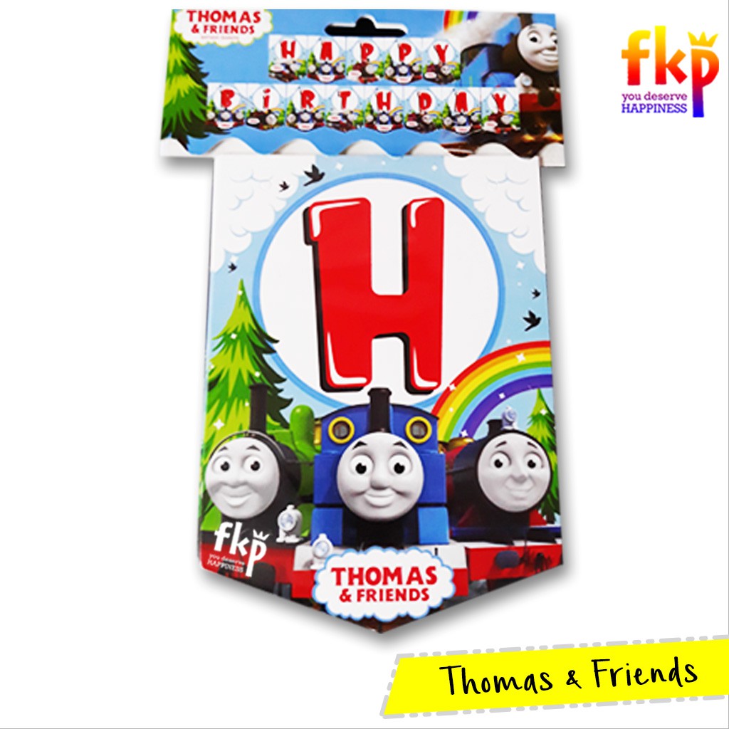 FUN KIDS PARTY Banner HBD Thomas & Friends / Bunting Flag Happy Birthday Karakter Thomas Train
