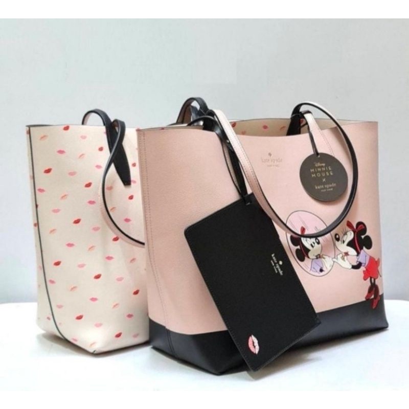 KS Kate Spade Disney X Minnie Mouse Large Reversible Tote Pink. Sz 28-38x25x13cm.