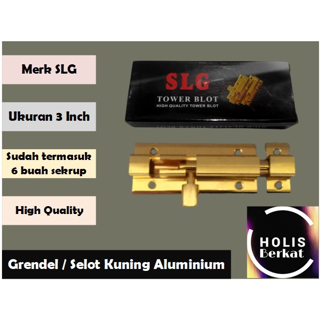 Grendel / Selot Kuning Aluminium SLG 3&quot; High Quality