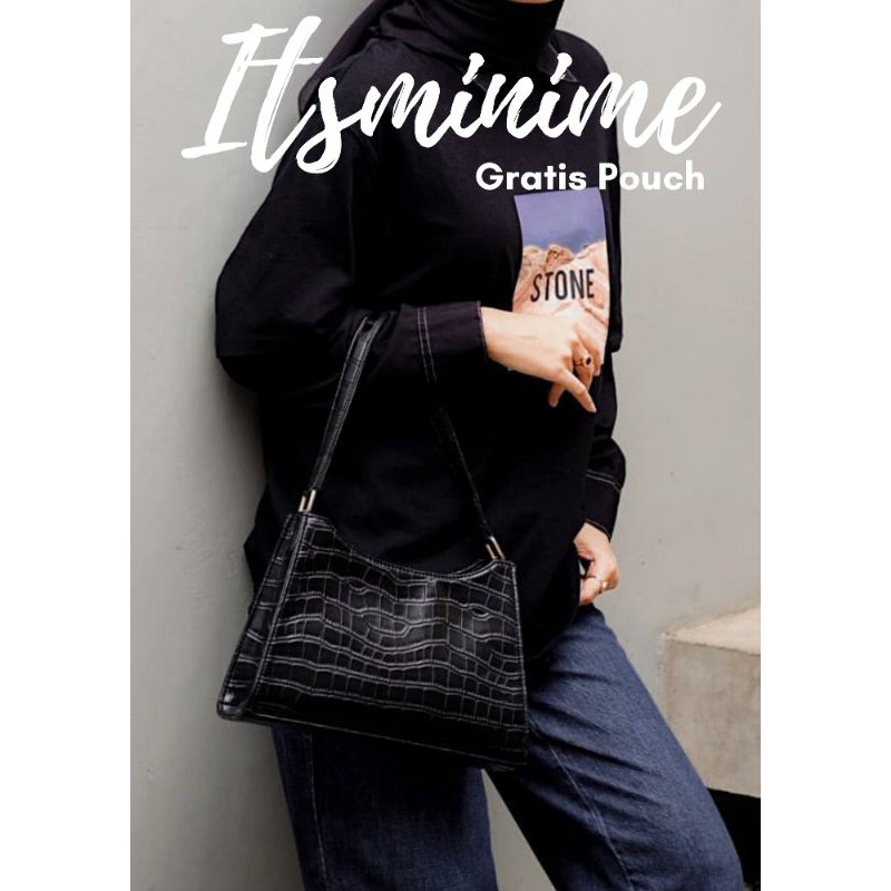 Tas Tangan Wanita Bahan Croco Cheryl Handbag GRATIS Pouch