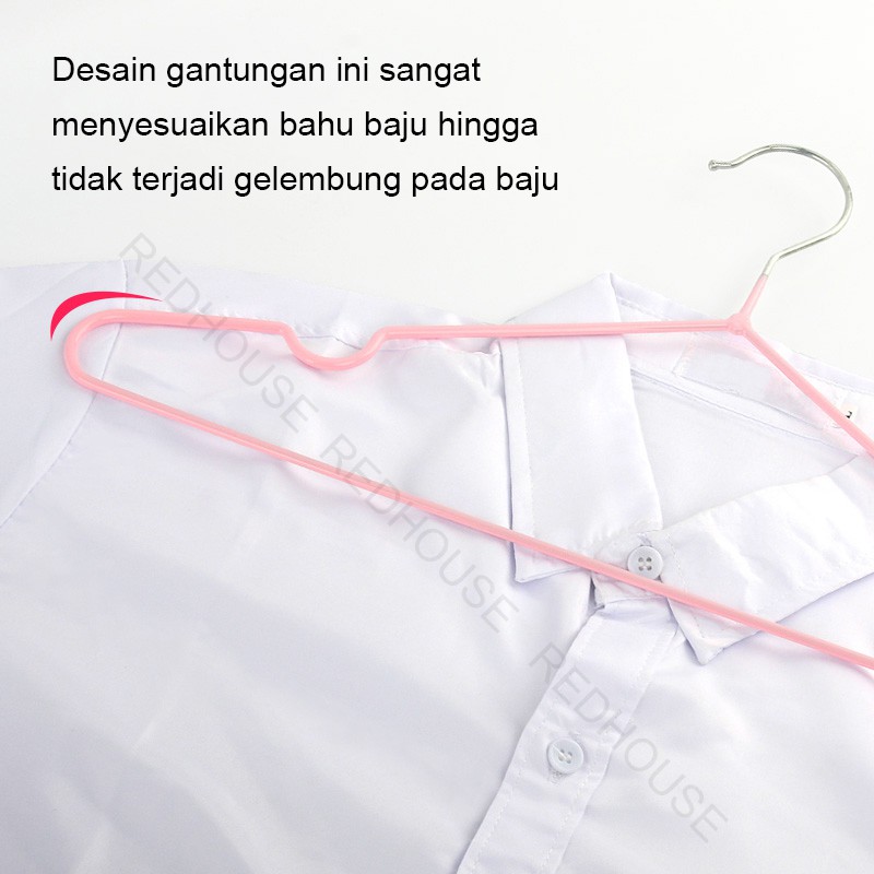 RED HOUSE Gantungan Baju / Hanger Kawat Lapis Plastik- Isi 10 Pcs