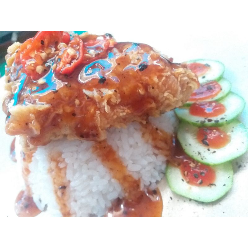 

ayam geprek black papper sause