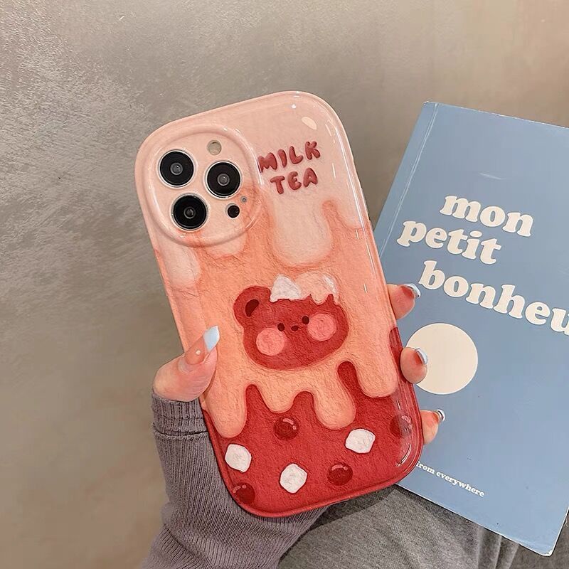 Case Desain Beruang Krim Untuk IPhone 12 13 11 Pro Max X Xs Max Xr Ghft