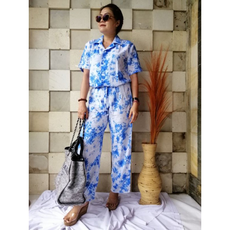 Set Pajamas Tie Dye Dewasa Fit to L / Bali Set / Piyama Set / Tie Dye