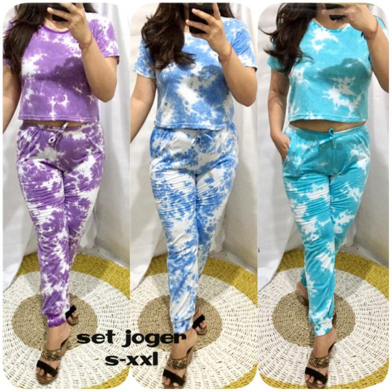 set tie die jogger