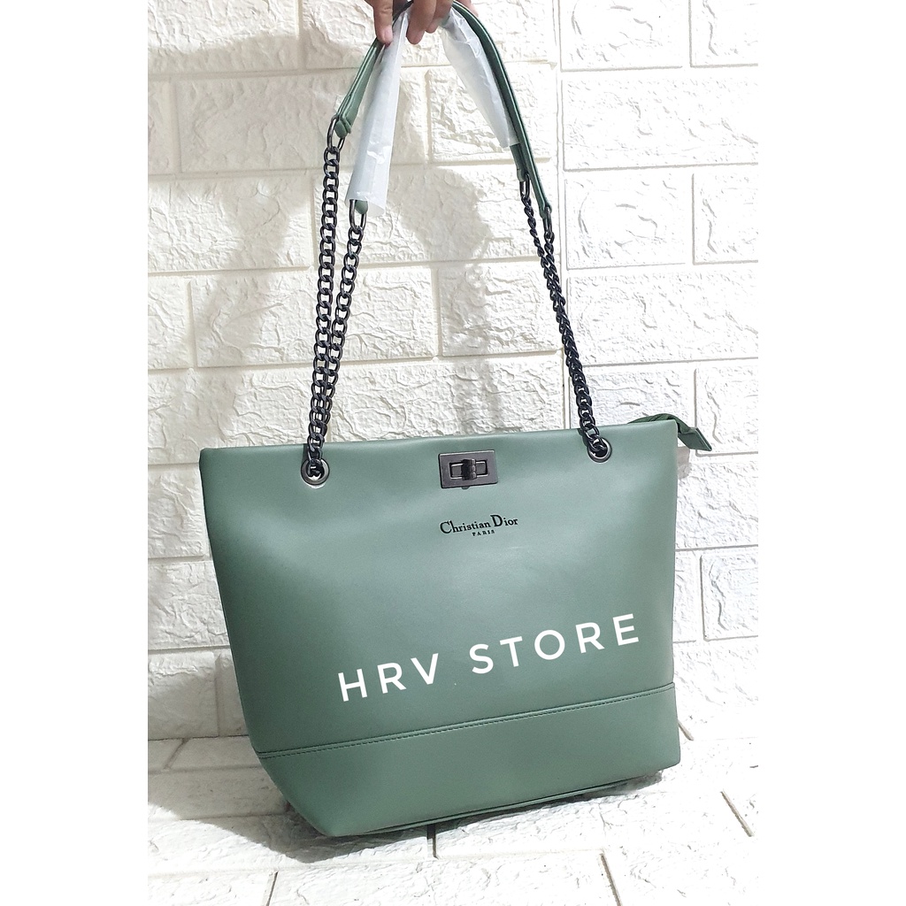 tas wanita tas tote bag setengah rantai ada juga  resleting di belakangnya