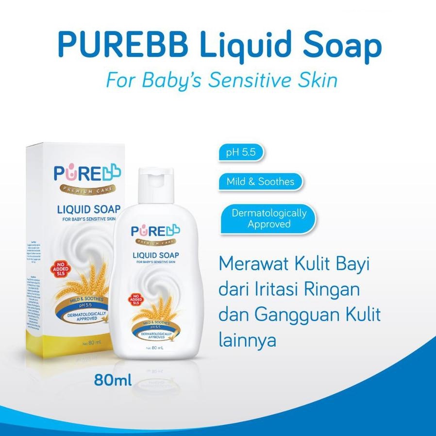 PURE BB Baby 80ml Liquid Soap Sabun Cair Mandi Anak Bayi Kulit Sensitif Purebb