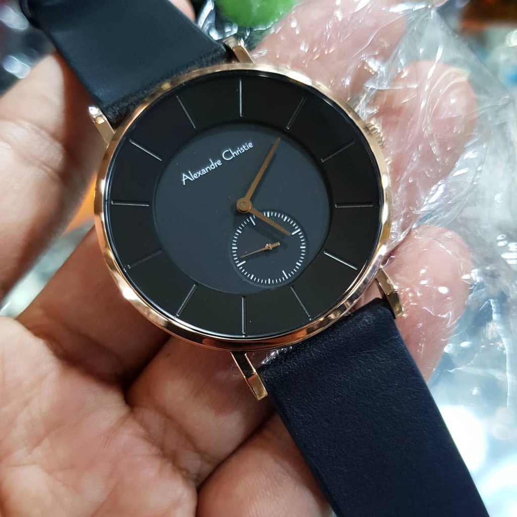 Alexandre christie original 100 % ac8484 hitam rosegold jamtangan pria
