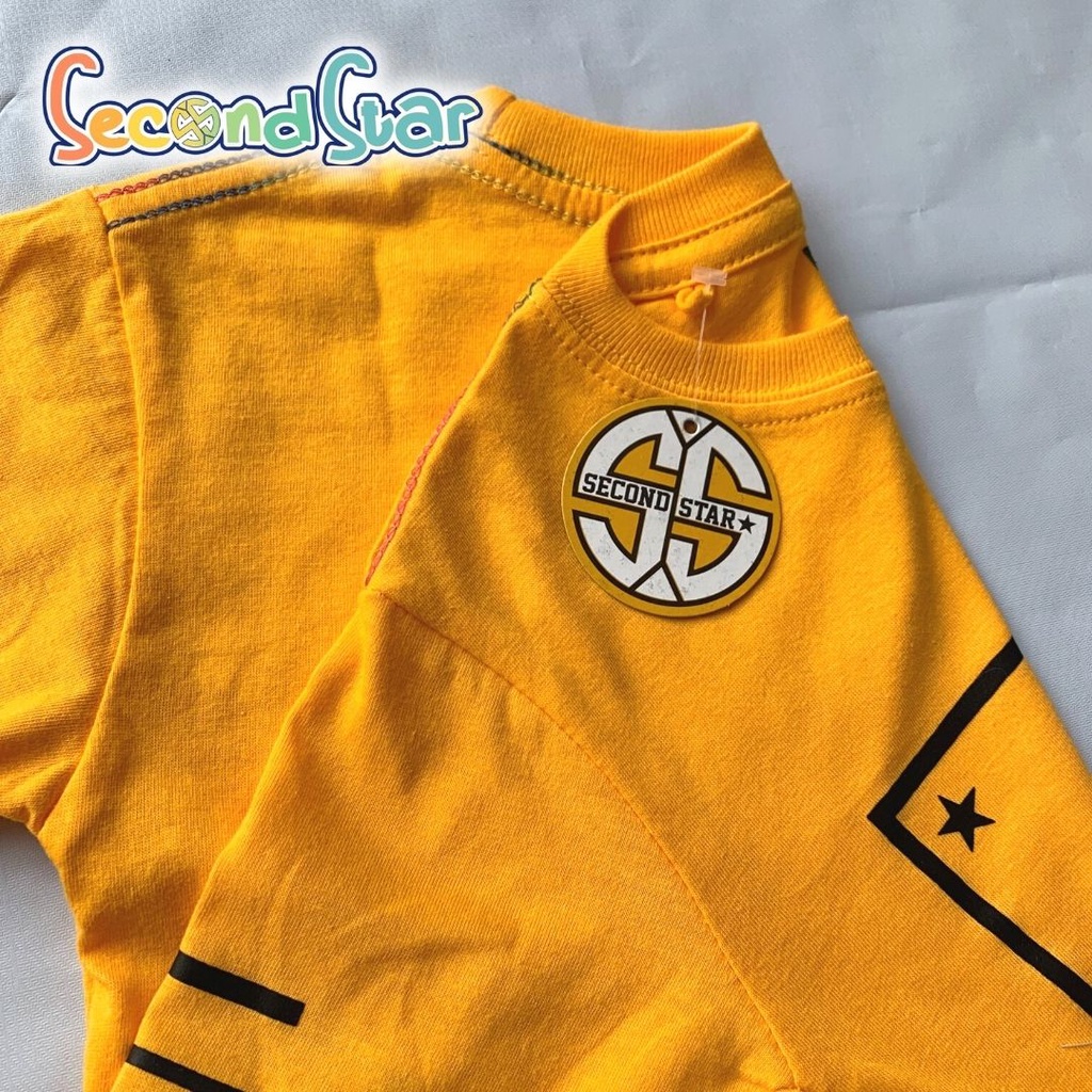 Secondstar baju anak laki laki perempuan unisex Kaos oblong lengan panjang warna kuning kuning mas 1-8 tahun