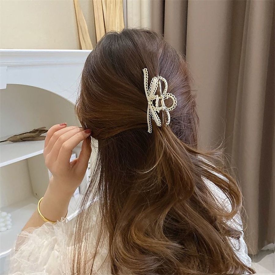 Jepit Rambut Bahan Alloy Aksen Mutiara Dan Berlian Imitasi Gaya Korea Untuk Wanita