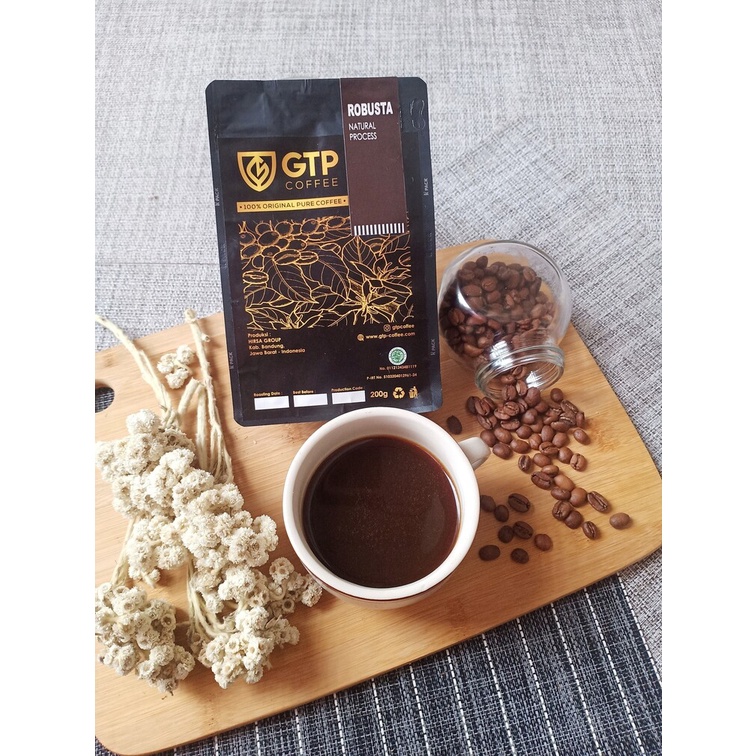 

Kopi Robusta biji bubuk asli GTP Coffee 100g