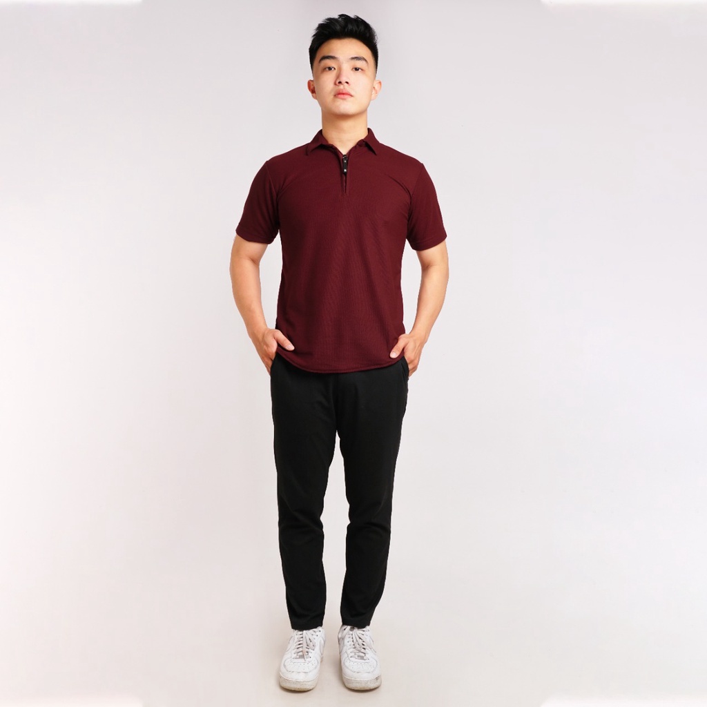 Kaos Kerah Polo Shirt Pria Polos Lengan Pendek Original Broguy - Maroon