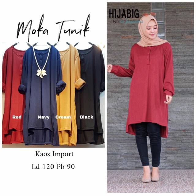 Baju Atasan Wanita Muslim MOKA TUNIK Kaos Import