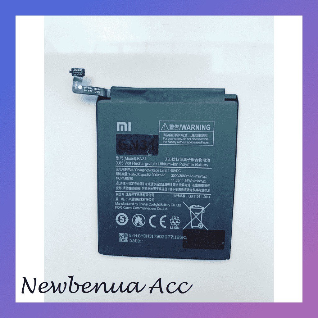 Battery Baterai Batre Xiaomi Redmi Note 5A, Xiaomi A1/xiaomi 5X, BN31, BN 31, BN-31
