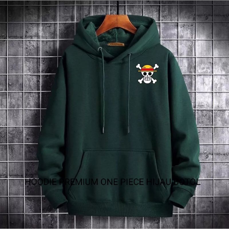 Sweater Hoodie ONE PIECE Premium Ori Distro Hoodie Jumper Hijau Motif Simple Anime Japanese Style Ba