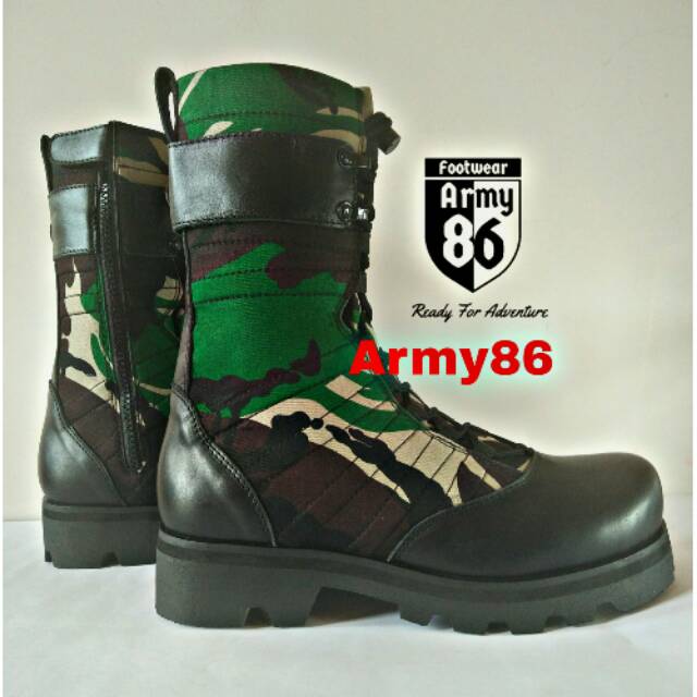 Sepatu PDL pria TNI AD Loreng Kulit sapi asli