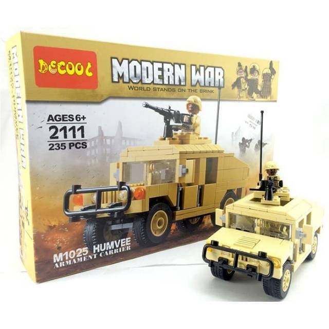 Lego Block Mobil Jeep Humvee Perang Figure Tentara