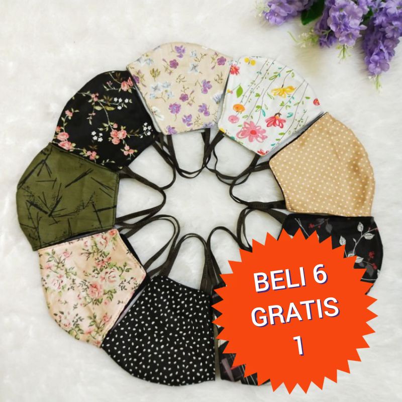 MASKER KAIN MOTIF MASKER CANTOL MASKER HIJAB