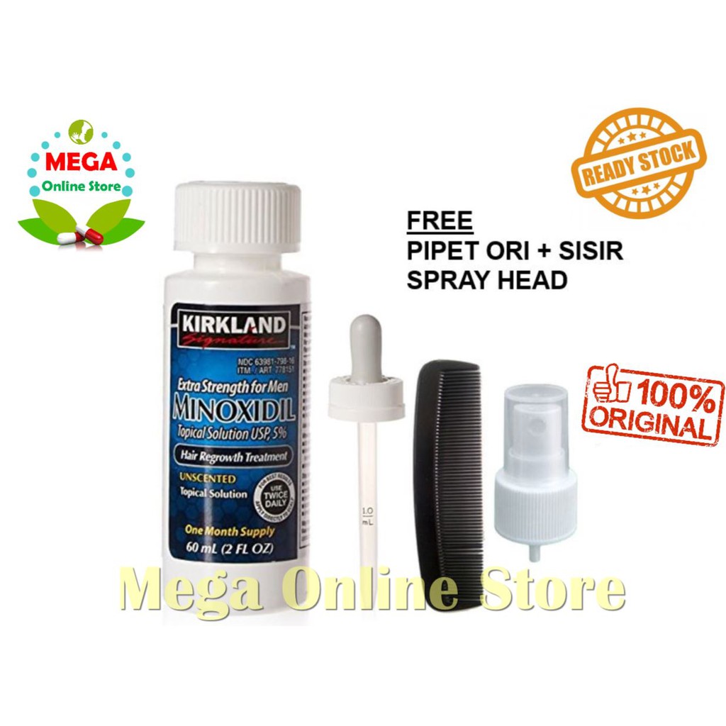 PIPET ORI + Kirkland Minoxidil Extra Strength 5% 60 ml (utk 1 bulan)