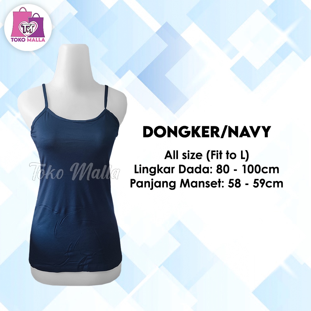 Camisol PREMIUM Tanktop Renda Tali Kecil, Tanktop Wanita Camisol Tali Kecil Camisole slim Ready stok-Dongker/Navy