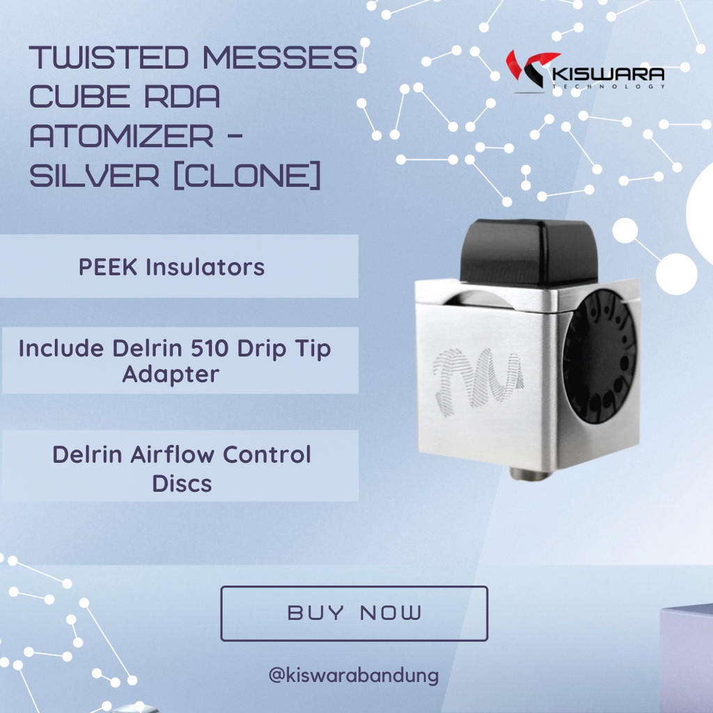 Twisted Messes Cube RDA Atomizer - SILVER [Clone] KiswaraBandung