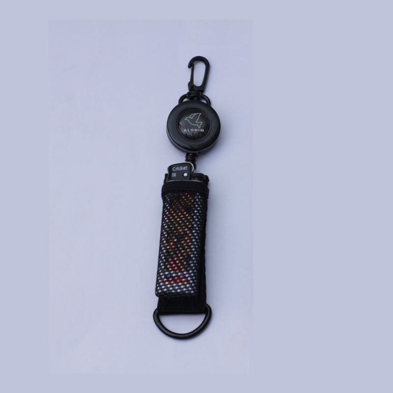 keychain korek api unik wadah cricket tokai gantungan kunci souvenir-Hitam+korek api