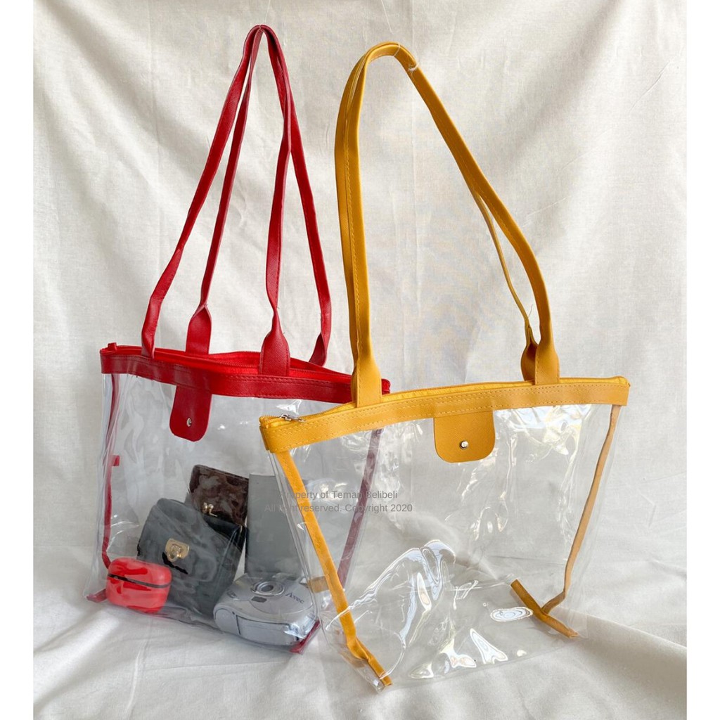 Tas Transparan / Tas Bening / Tas Wanita Mika / Tote Bening / Tote PVC / Tas Wanita Bening PVC Mika