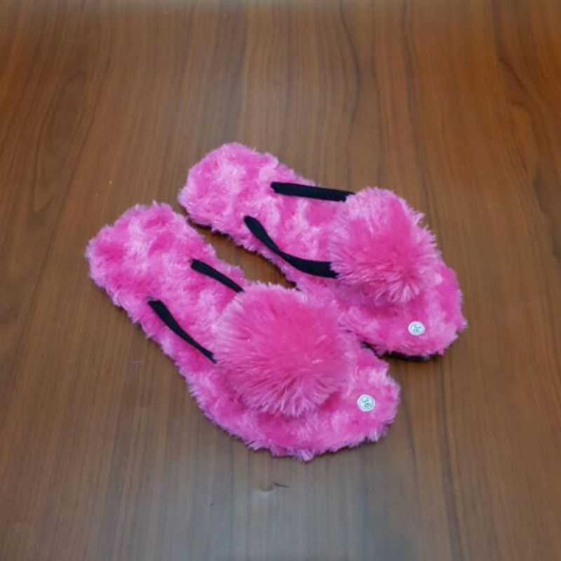 JB- Sandal jepit Bulu Pompom Terlaris