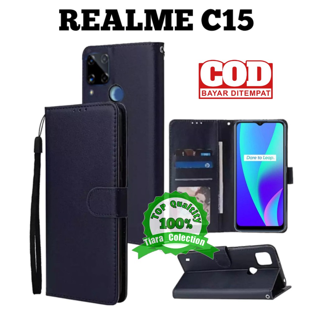 Realme C15 CASING DOMPET HP COVER HP LEATHER FLIP CASE PREMIUM