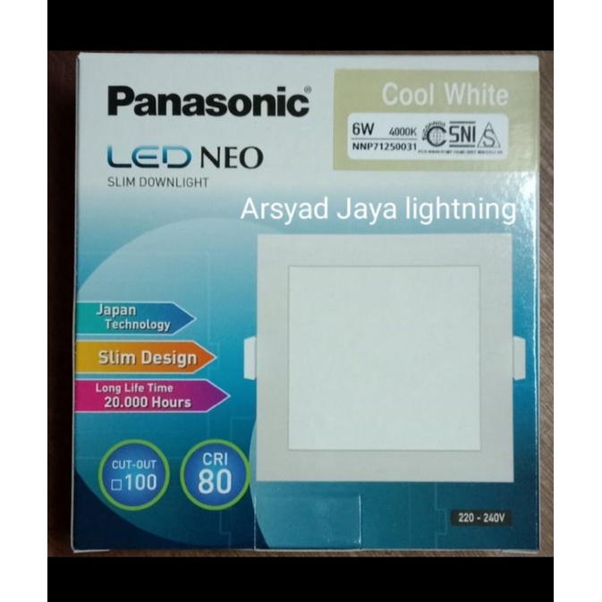 Lampu downlight LED Neo slim 6 Watt kotak 4000k ( natural )