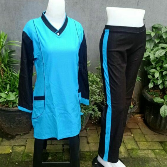 baju senam stelan tunik hitam turkish