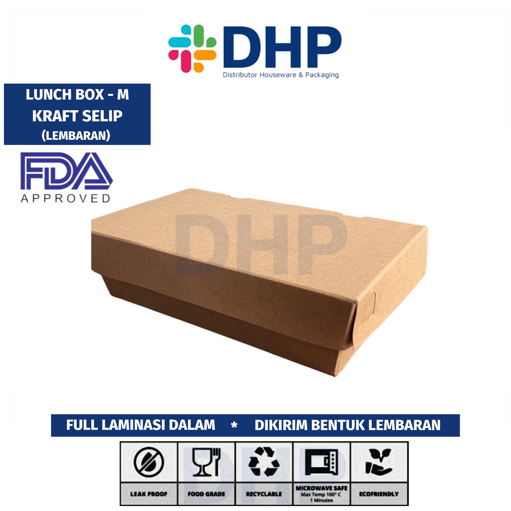 Paper Lunch Box Bahan KRAFT (MIN ORDER 50) Laminasi Takeaway Foodgrade Coklat Tray Kotak Makan Takeaway
