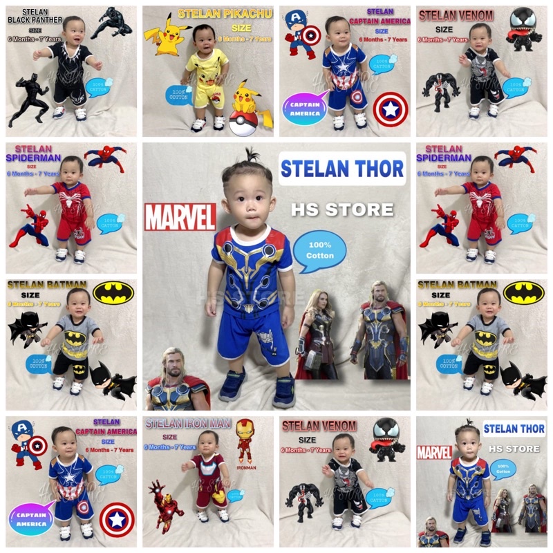 HARGA GROSIR !! STELAN KAOS SUPERHERO ANAK / SET KAOS ANAK / SETELAN KAOS ANAK / SETELAN  ANAK