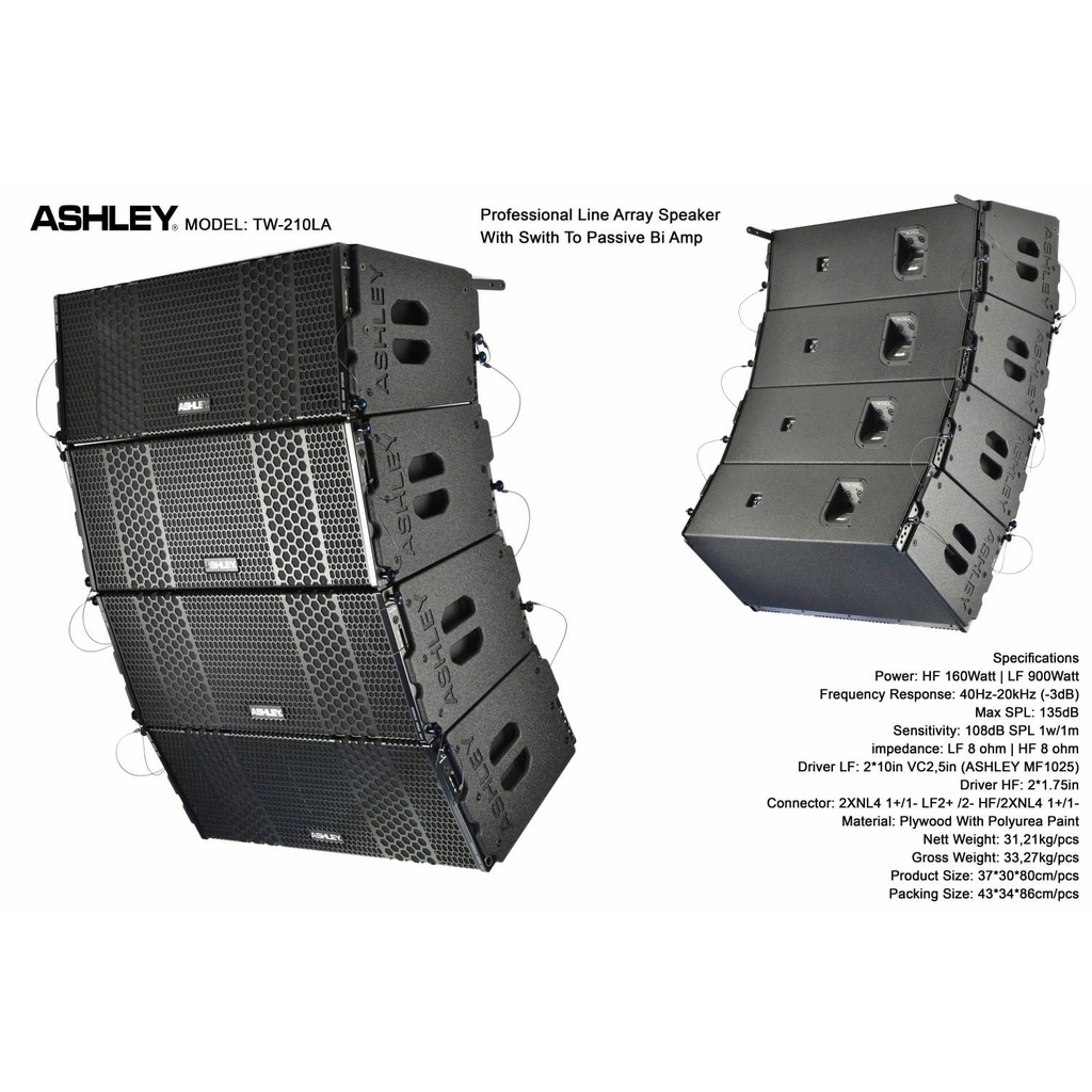 TERBARU!!!!!!!! SPEAKER ASHLEY LINE ARRAY TW 210LA Original Passive