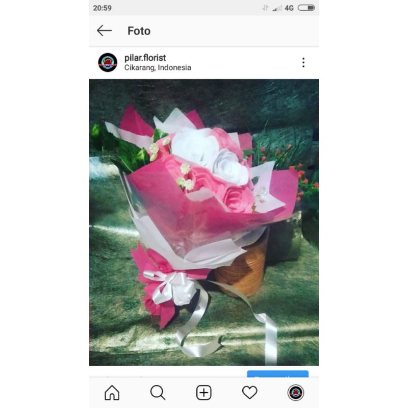 buket bunga flanel mawar kain flanel