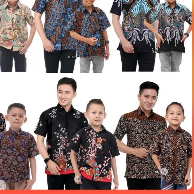 ✰ Batik Bapak dan anak Cowok Motif Dimensi Sogan Terbaru - Baju batik ayah anak ▼