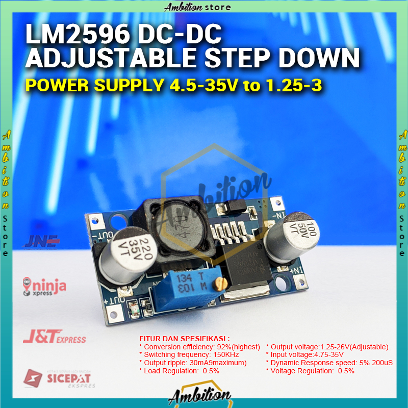 [Bisa Bayar Ditempat Langsung] LM2596 Adjustable DC-DC Step Down Module 1pcs