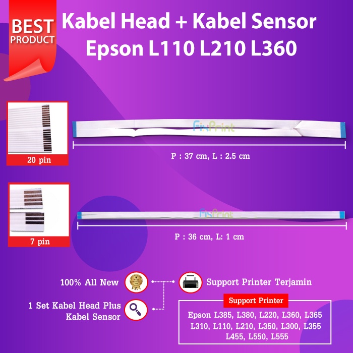 SET Flexible Kabel Head + Sensor Epson L110 L210 L300 L310 L350 L360 L380 L405 L550 L565 Original