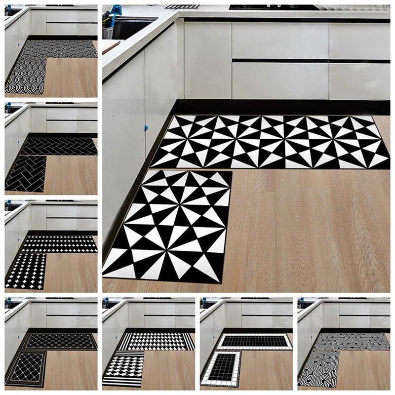 G8i skdays keset dapur anti-slip living room kitchen balcony rug 50 x 160cm - d320 - black Or-i