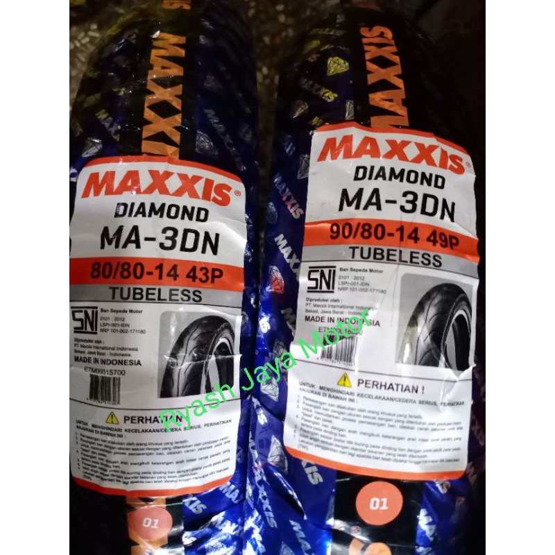 Paket Ban tubeless Maxxis 80/80-14 &amp; 90/80-14 for Beat f1/esp/vario f1/esp/mio smile/J/GT/M3/Z/S