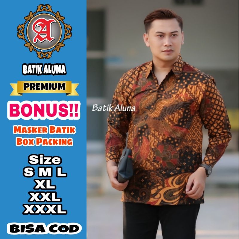 Baju Batik Pria Premium Lengan Panjang Full Furing Batik Solo Pekalongan Batik Reguler Batik Aluna P