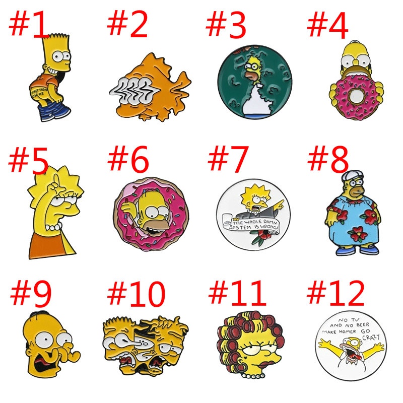 Anime Elements The Simpsons Lapel Pin Ransel Lencana Hadiah untuk Teman Aksesoris Pakaian