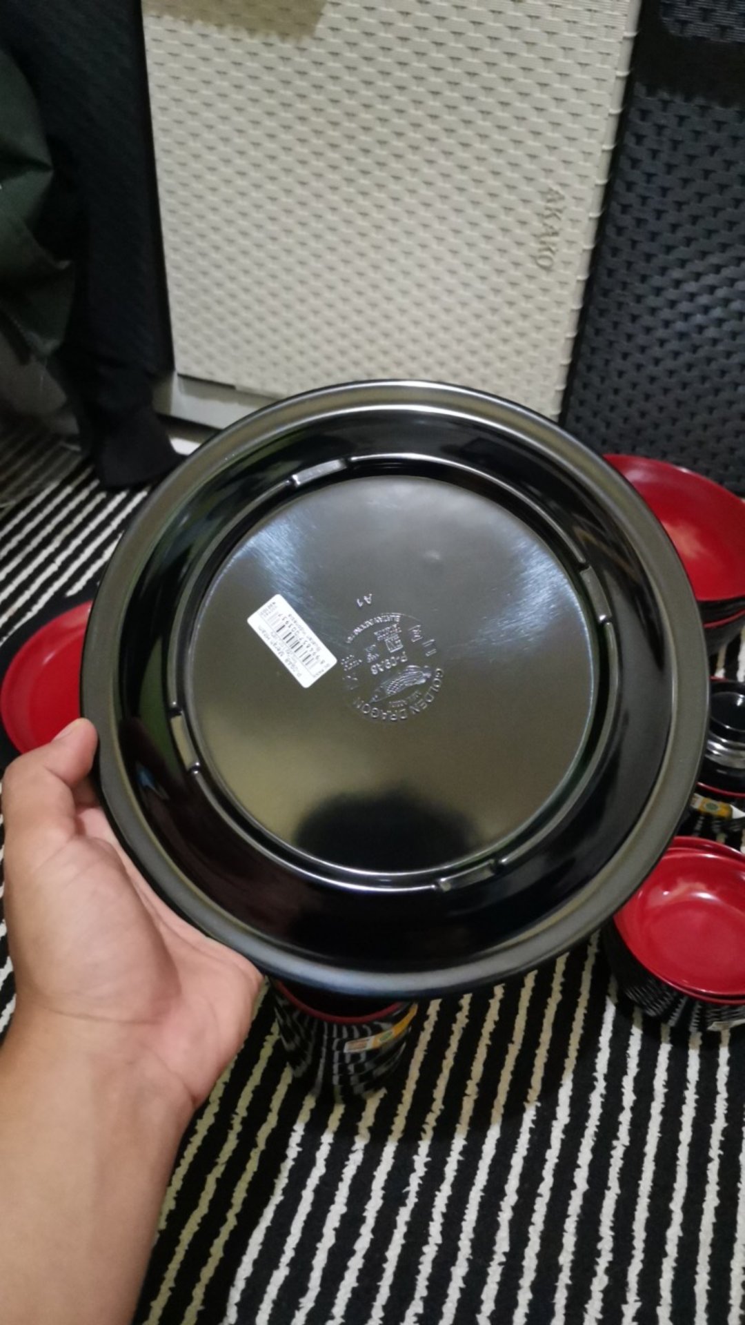 Golden Dragon Melamine Red/black Piring Datar Bulat [9 Inch/ 23 Cm]