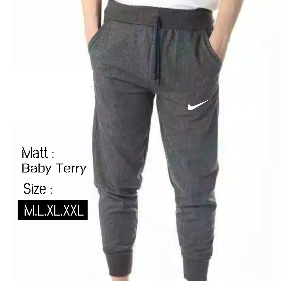 CELANA JOGER TERRY SWEATPANT PANJANG PRIA WANITA DEWASA JUMBO-ABU TUA