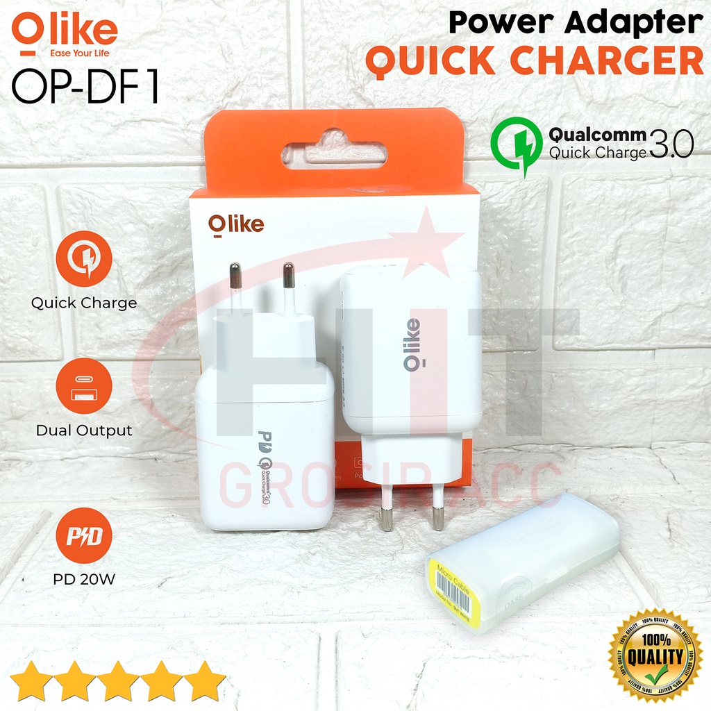 Power Adapter Olike Qualcomm Quick Charge 3.0 Dual Port OP-DF1