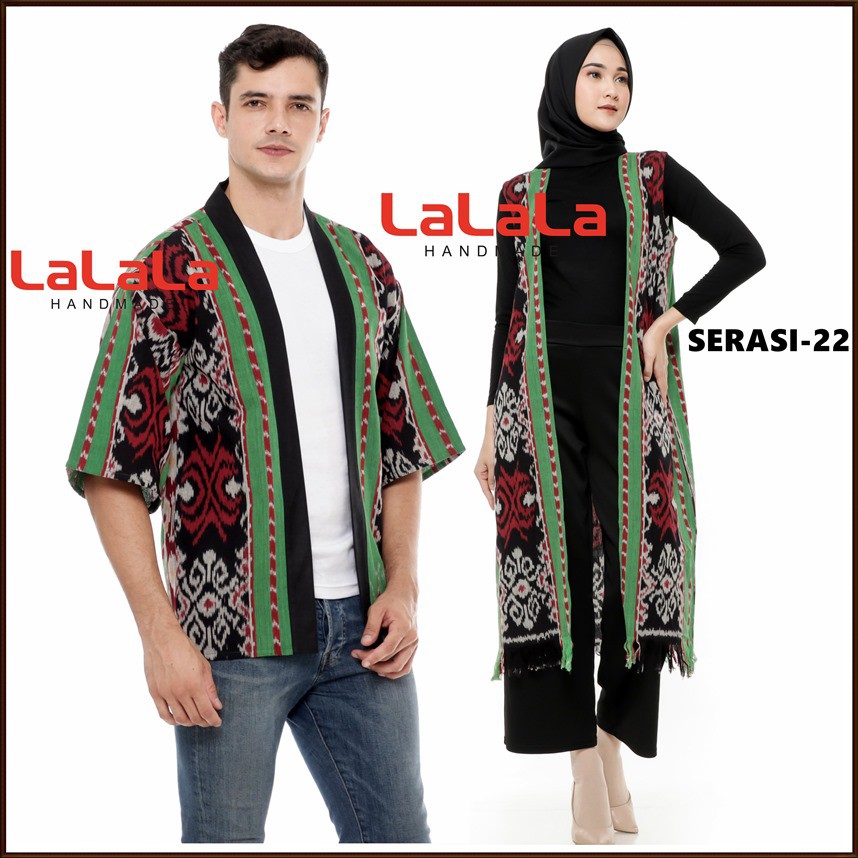 Set Couple tenun etnik - baju tenun, baju etnik - sarimbit atasan blazer cardigan tenun