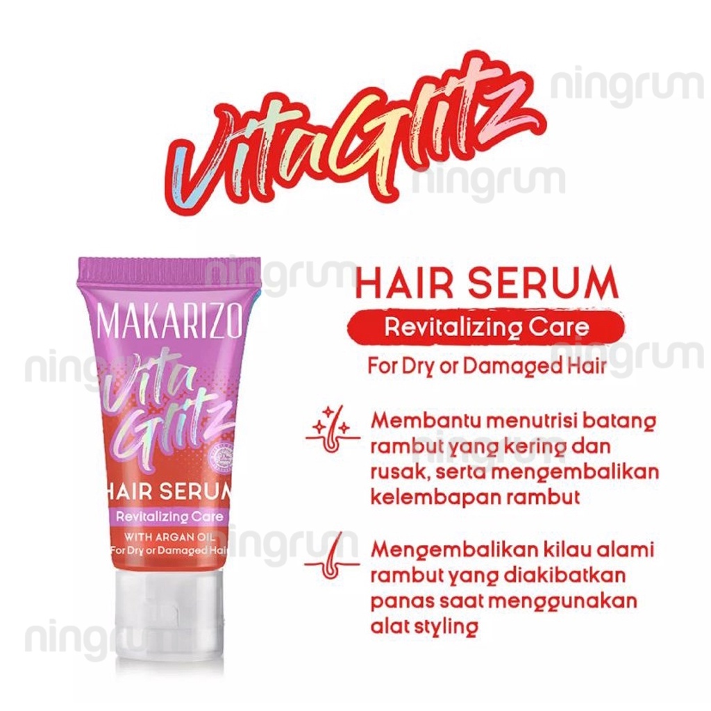 Ningrum - MAKARIZO Vitaglitz Hair Serum Strength Booster | Shine Reflect Enhancer 8mL | Serum Rambut - 6305