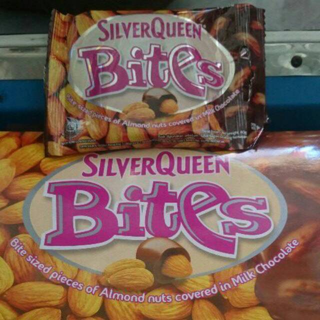 Cokelat Silverqueen bites almond dan cashew per sa sheet