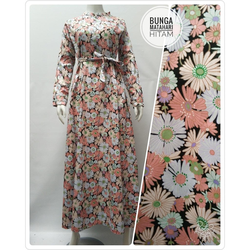 Size S, M, L, XL, JUMBO GAMIS KATUN JEPANG TERBARU ORI KIKY Motif BUNGA MATAHARI