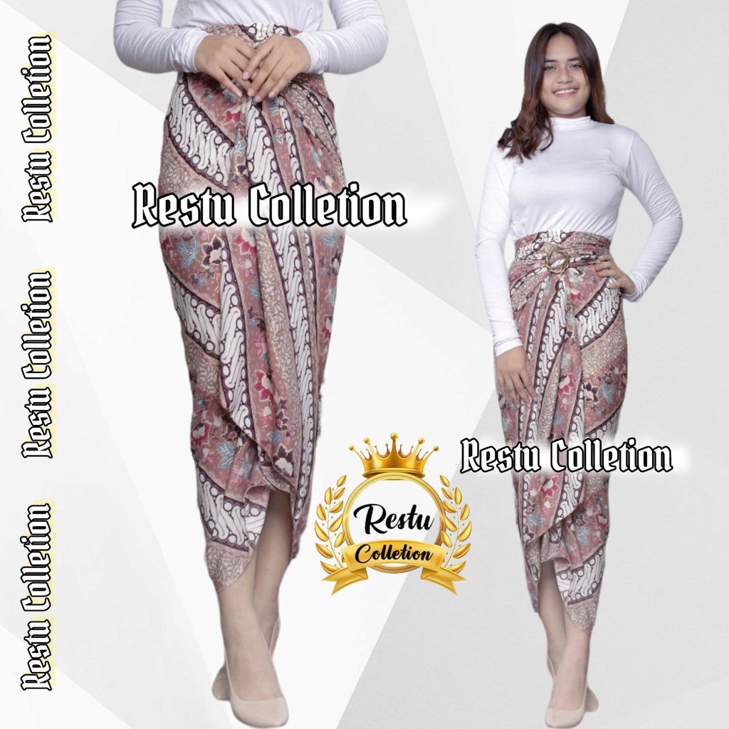 COD Rok Lilit Motif Batik Bunga Pink Bawahan Wanita Kebaya Wisuda Kondangan Tunangan Nikahan Bahan Kain Sutra HQ Premium Jumbo